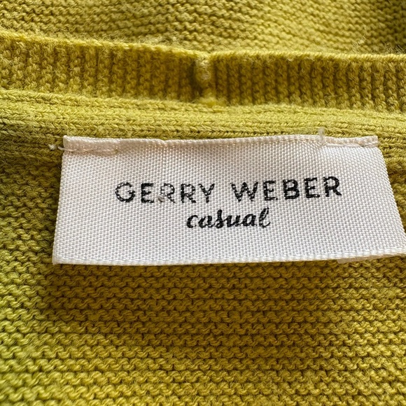 Gerry Weber Chartreuse V-Neck Knit Sweater | Size 12 - Picture 7 of 8